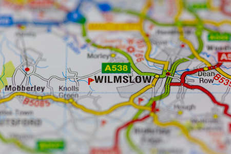 02-24-2021 Portsmouth, Hampshire, UK Wilmslow shown on a road map or geography mapのeditorial素材