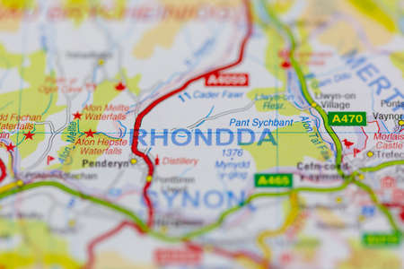 02-24-2021 Portsmouth, Hampshire, UK Rhondda shown on a road map or geography mapのeditorial素材