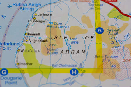 02-24-2021 Portsmouth, Hampshire, UK Isle of Arran shown on a road map or geography mapのeditorial素材