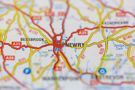 02-24-2021 Portsmouth, Hampshire, UK Newry shown on a road map or geography mapのeditorial素材