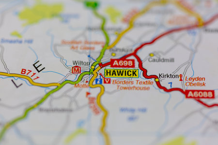 02-24-2021 Portsmouth, Hampshire, UK Hawick shown on a road map or geography mapのeditorial素材