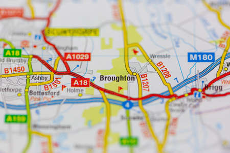 02-24-2021 Portsmouth, Hampshire, UK Broughton shown on a road map or geography mapのeditorial素材