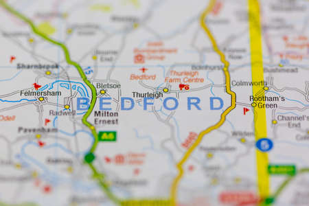 02-24-2021 Portsmouth, Hampshire, UK Bedford shown on a road map or geography mapのeditorial素材