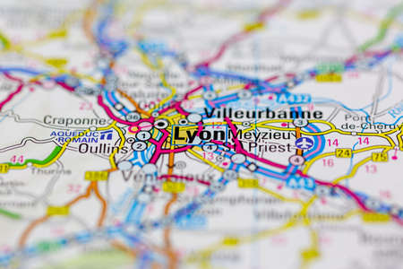 02-26-2021 Portsmouth, Hampshire UK Lyon shown on a Road map or a geography mapのeditorial素材