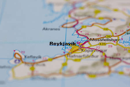 02-26-2021 Portsmouth, Hampshire UK Reykjavik shown on a Road map or a geography mapのeditorial素材
