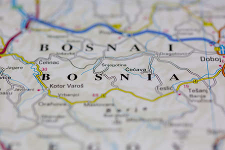 02-26-2021 Portsmouth, Hampshire UK Bosnia shown on a Road map or a geography mapのeditorial素材