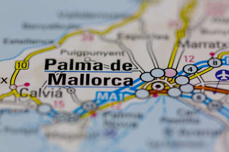 02-26-2021 Portsmouth, Hampshire UK Palma de mallorca shown on a Road map or a geography mapのeditorial素材