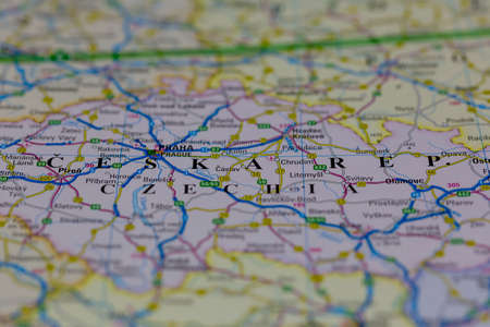02-28-2021 Portsmouth, Hampshire, UK The Czech republic or Czechia Shown on a road map or Geography mapのeditorial素材