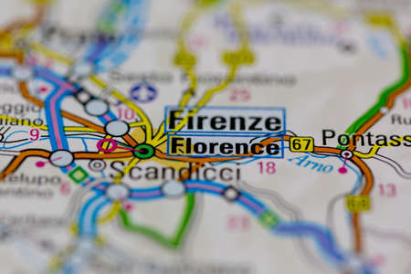 02-28-2021 Portsmouth, Hampshire, UK Florence Shown on a road map or Geography mapのeditorial素材