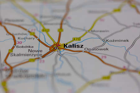 02-28-2021 Portsmouth, Hampshire, UK Kalisz Shown on a road map or Geography mapのeditorial素材