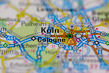 02-28-2021 Portsmouth, Hampshire, UK Cologne or Koln Shown on a road map or Geography mapのeditorial素材