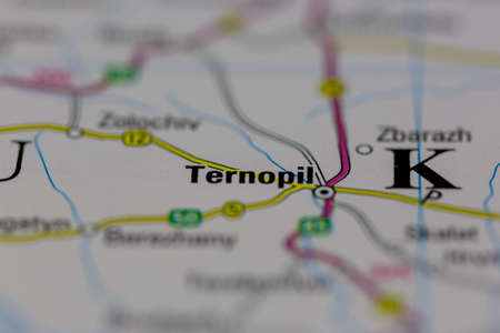 03-01-2021 Portsmouth, Hampshire, UK Ternopil Shown on a road map or Geography map and atlas