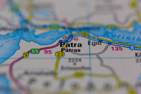 03-01-2021 Portsmouth, Hampshire, UK Patras Shown on a road map or Geography map and atlasのeditorial素材