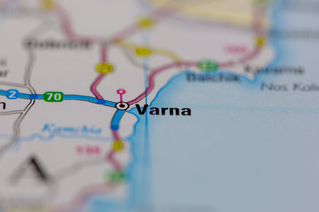 03-01-2021 Portsmouth, Hampshire, UK Varna Shown on a road map or Geography map and atlasのeditorial素材