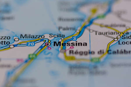 03-01-2021 Portsmouth, Hampshire, UK Messina Shown on a road map or Geography map and atlasのeditorial素材