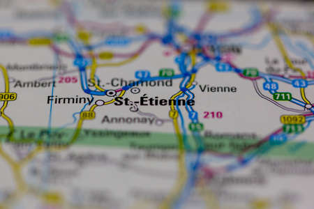 03-01-2021 Portsmouth, Hampshire, UK St etienne Shown on a road map or Geography map and atlasのeditorial素材