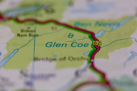 03-01-2021 Portsmouth, Hampshire, UK Glen coe Shown on a road map or Geography map and atlasのeditorial素材
