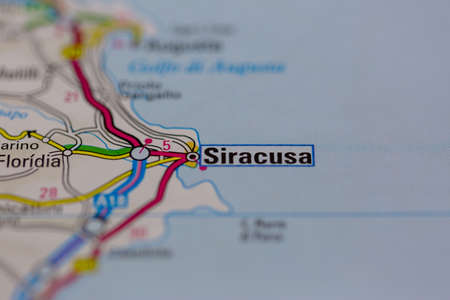 03-01-2021 Portsmouth, Hampshire, UK Siracusa Shown on a road map or Geography map and atlasのeditorial素材