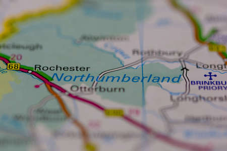 03-01-2021 Portsmouth, Hampshire, UK Northumberland Shown on a road map or Geography map and atlasのeditorial素材