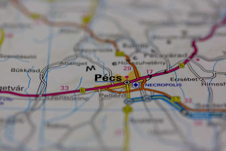03-01-2021 Portsmouth, Hampshire, UK Pecs Shown on a road map or Geography map and atlasのeditorial素材
