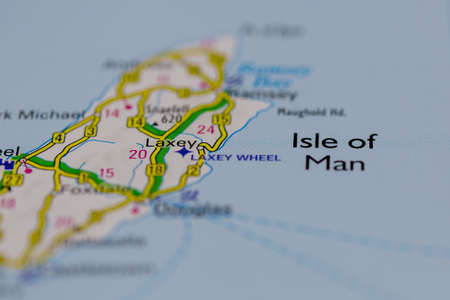 03-01-2021 Portsmouth, Hampshire, UK Isle of man Shown on a road map or Geography map and atlas