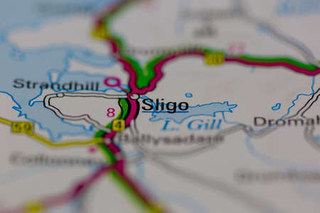 03-01-2021 Portsmouth, Hampshire, UK Sligo Shown on a road map or Geography map and atlasのeditorial素材