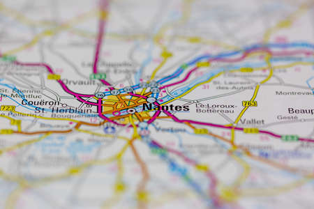 03-01-2021 Portsmouth, Hampshire, UK Nantes Shown on a road map or Geography map and atlasのeditorial素材