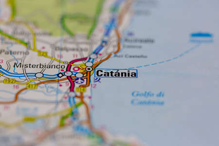 03-01-2021 Portsmouth, Hampshire, UK Catania Shown on a road map or Geography map and atlasのeditorial素材