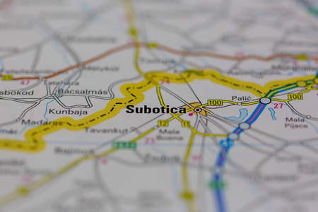 03-01-2021 Portsmouth, Hampshire, UK Subotica Shown on a road map or Geography map and atlasのeditorial素材
