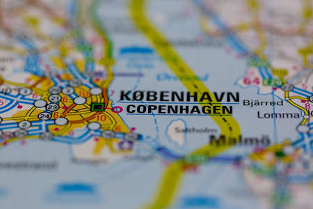 03-01-2021 Portsmouth, Hampshire, UK Copenhagen Shown on a road map or Geography map and atlasのeditorial素材