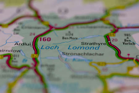 03-01-2021 Portsmouth, Hampshire, UK Loch Lomond Shown on a road map or Geography map and atlasのeditorial素材