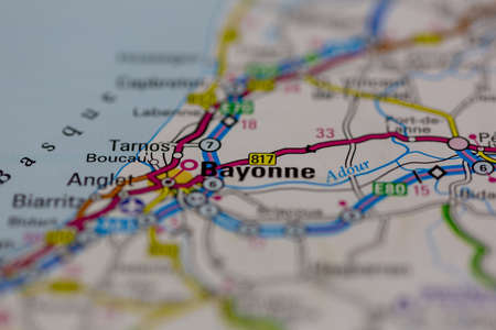 03-01-2021 Portsmouth, Hampshire, UK Bayonne Shown on a road map or Geography map and atlasのeditorial素材