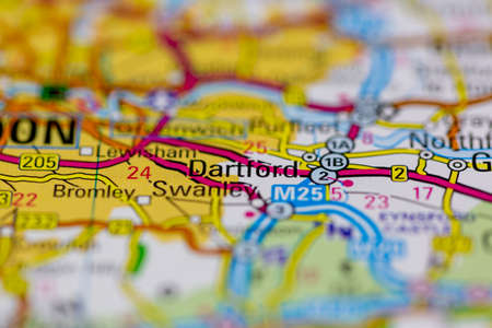 03-01-2021 Portsmouth, Hampshire, UK Dartford Shown on a road map or Geography map and atlasのeditorial素材