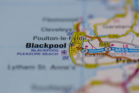 03-01-2021 Portsmouth, Hampshire, UK Blackpool Shown on a road map or Geography map and atlasのeditorial素材