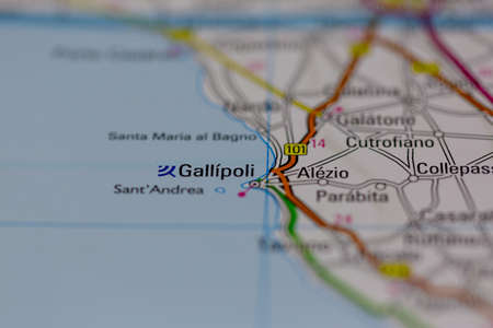 03-01-2021 Portsmouth, Hampshire, UK Gallipoli Shown on a road map or Geography map and atlasのeditorial素材