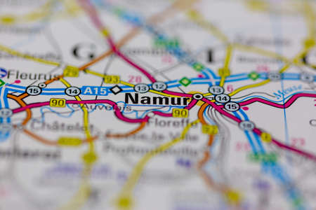 03-01-2021 Portsmouth, Hampshire, UK Namur Shown on a road map or Geography map and atlasのeditorial素材