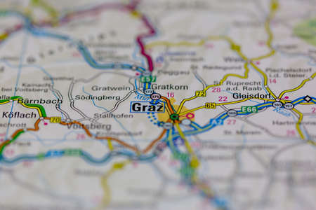 03-01-2021 Portsmouth, Hampshire, UK Graz Shown on a road map or Geography map and atlasのeditorial素材