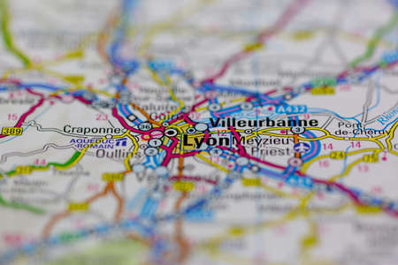 03-01-2021 Portsmouth, Hampshire, UK Lyon Shown on a road map or Geography map and atlasのeditorial素材