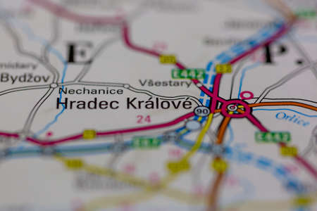03-01-2021 Portsmouth, Hampshire, UK Hradec Kralove Shown on a road map or Geography map and atlasのeditorial素材