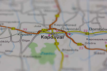 03-01-2021 Portsmouth, Hampshire, UK Kaposvar Shown on a road map or Geography map and atlasのeditorial素材