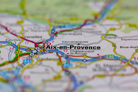 03-01-2021 Portsmouth, Hampshire, UK Aix en Provence Shown on a road map or Geography map and atlasのeditorial素材