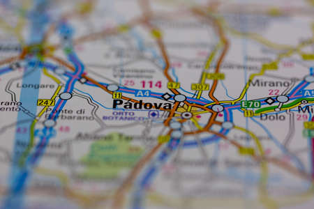 03-01-2021 Portsmouth, Hampshire, UK Padova Shown on a road map or Geography map and atlasのeditorial素材