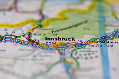 03-01-2021 Portsmouth, Hampshire, UK Innsbruck Shown on a road map or Geography map and atlasのeditorial素材