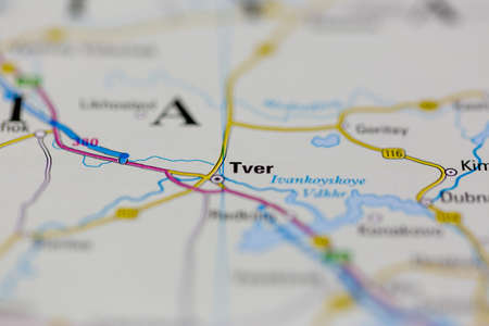 03-16-2021 Portsmouth, Hampshire, UK Tver Shown on a geography map or road mapのeditorial素材