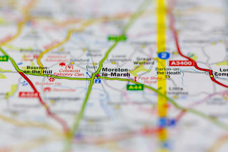 03-22-2021 Portsmouth, Hampshire, UK Moreton in marsh Shown on a Geography map or road mapのeditorial素材