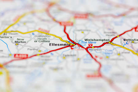 03-22-2021 Portsmouth, Hampshire, UK Ellesmere Shown on a Geography map or road mapのeditorial素材