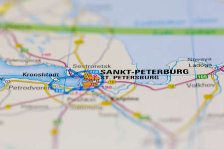 03-26-2021 Portsmouth, Hampshire, UK St Petersburg and surrounding areas Shown on a Geography map or road mapのeditorial素材