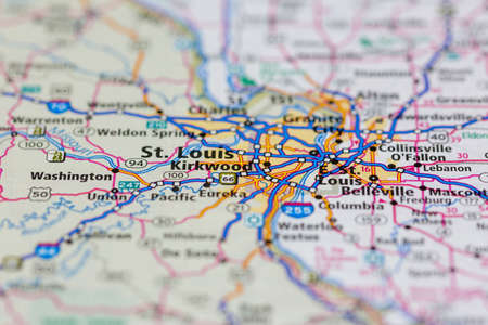 04-26-2021 Portsmouth, Hampshire, UK St Louis Missouri USA and surrounding areas Shown on a road map or Geography mapのeditorial素材