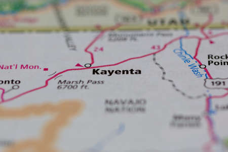 04-28-2021 Portsmouth, hampshire, UK, Kayenta Arizona USA shown on a geography map or road mapのeditorial素材