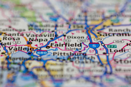 04-29-2021 Portsmouth, Hampshire, UK, Fairfield California USA shown on a Geography map or road mapのeditorial素材